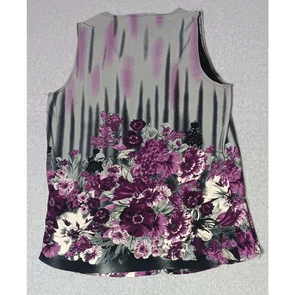 Dressbarn Sleeveless Blouse Womens Size 14/16 Floral Purple Gem Flowers Stretch - Picture 13 of 13